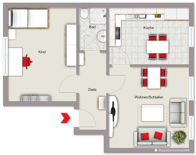 2 Zimmer KDB - Wohnung in Viersen Zentrum, 2.OG, frei ab 01.07.2025