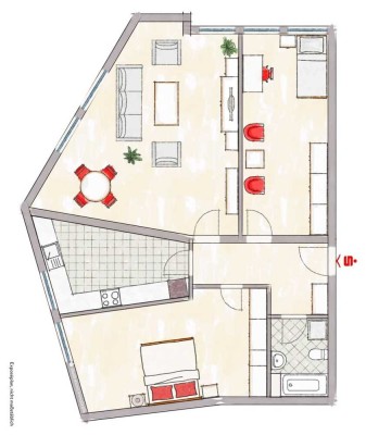 Helle 3-Zimmer Wohnung (103 m²) im Marburger Südviertel