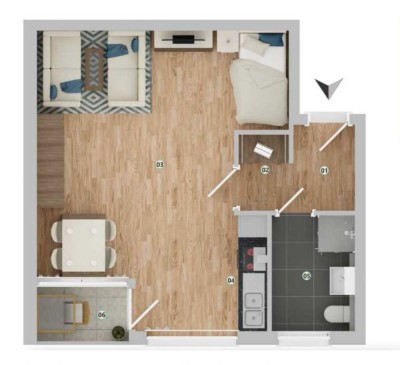 Modernes Apartment mit gehobener Ausstattung, Teilmöblierung und Balkon in Bonn-Endenich
