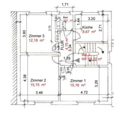 Erstvermietung nach Renovierung - Helle 3-Zimmer-Wohnung im 1. OG in Kassel-Kirchditmold