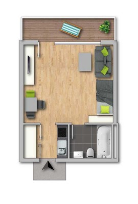 Grassau, schöne 1 Zimmer Wohnung zu vermieten