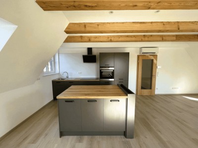Sonnige und neu renovierte 4 Zimmer Dachgeschosswohnung mit Balkon und Garten