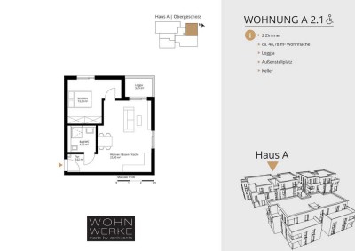 Whg A 2.1. - 2 Zimmer - Obergeschoss mit Ost-Loggia - barrierefrei