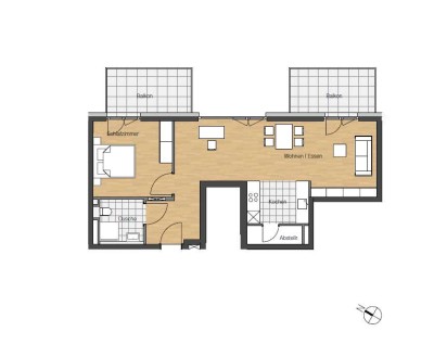 Urbanes Wohnen - 2 Zi. , 2 Balkone !