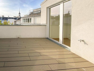 Moderne 3,5-Zimmer-DG-Wohnung mit Terrasse im zauberhaften Margaretenhof - zu mieten in 1050 Wien