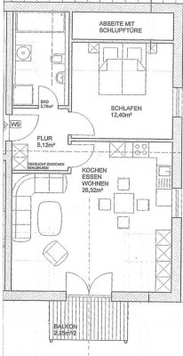 2 Zimmer Dachgeschosswohnung mit Sichtdachstuhl!