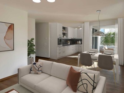 Traum Neubau 3,5-Zimmer-Wohnung mit Balkon, Einbauküche & Tiefgaragenstellplatz