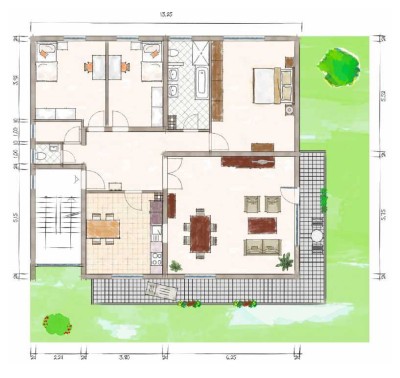 Erdgeschosswohnung mit Terrasse umlaufender Balkon : Schöne 4-Raum-Wohnung