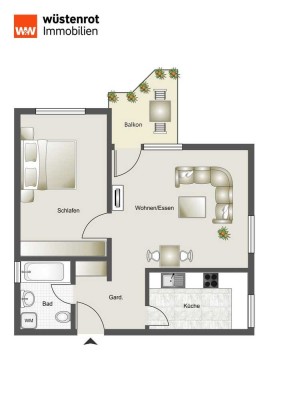 Zentrumsnah und doch ruhig wohnen! Gemütliche 2-Zimmer-Wohnung mit Balkon und Stellplatz
