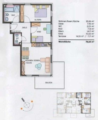 Moderne helle 3-Zimmerwohnung in Ellhofen