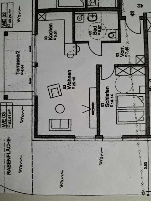 2-Zimmer Wohnung, Erdgeschoss mit Terrasse und Garten