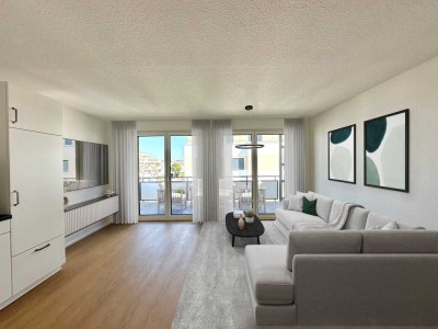 Neubau 3 - Zimmer Wohnung im Erdgeschoss mit Blick in den projekteigenen Park.