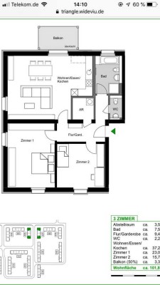 Neuwertige 3-Zimmer-Wohnung mit Balkon und Einbauküche in Hanau