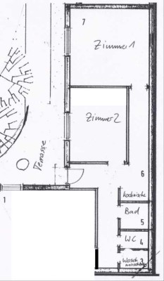 2-Zi.-Wohnung im Hinterhaus mit Terrasse in Erlangen Zentrum
