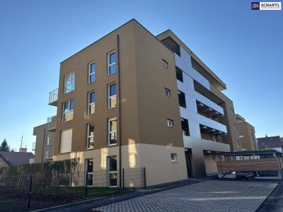 SPITZE! Einziehen und Wohlfühlen: Traumhafte 2-Zimmer-Wohnung mit sonnigem Balkon, edler Tischlerküche und Tiefgaragenplatz – Erstbezug in bester Lage