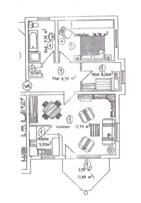3-Zimmer-Wohnung im Erdgeschoß