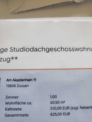 Stilvolle 1-Raum-Dachgeschosswohnung mit gehobener Innenausstattung in Zossen