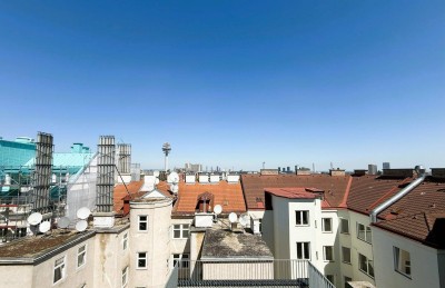 STADTBLICK im Sonnwendviertel - Erstbezug nach Dachausbau - 6. Liftstock - 3 Zimmer - ca. 68m² gew. NFL - Fußbodenheizung - Klima - zeitlose Ausstattung - ca. 8m² Balkon mit spektakulärem Stadtblick!