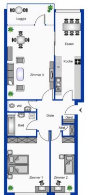 Gemütliche 3 Zimmerwohnung mit Balkon und Tiefgaragenstellplatz in Dietzenbach zu vermieten WE 543