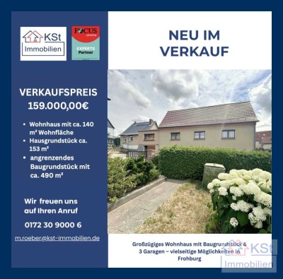 Großzügiges Wohnhaus mit Baugrundstück & 3 Garagen – vielseitige Möglichkeiten in Frohburg