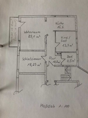 3 Zi. Wohnung mit großem Balkon- 98 m² - sehr ruhige Lage