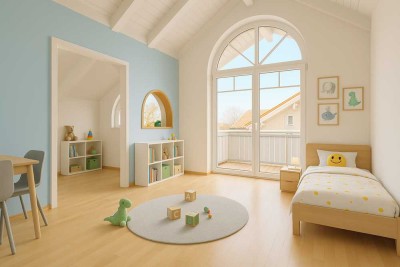 Traumhafte Dachgeschosswohnung mit Bergblick, 3 Balkonen und 2 Bädern in naturnaher Lage Rosenheims