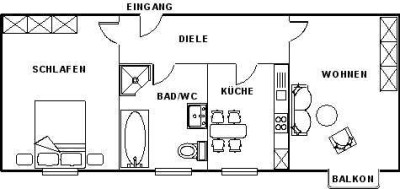 Schöne, helle 2-Zimmer-Wohnung mit Balkon