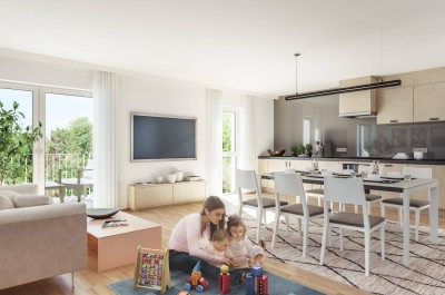 Lebenswert inmitten der Stadt: Familienwohnung mit Terrasse im Graumann-Park