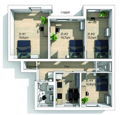 Modern möblierte WG-Zimmer in frisch sanierter Wohnung in Sendling – Nähe Harras