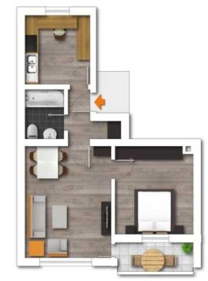Helle möblierte 2 Zimmer-Wohnung mit Balkon an der S-Bahn