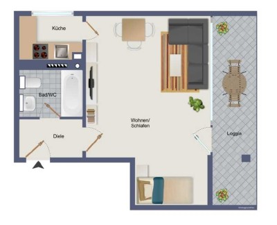 Zentrale 1,5-Zimmer Wohnung in Königstein im Taunus