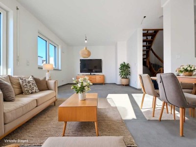 Sonnige Doppelhaushälfte mit 2 Tageslicht-Hobbyräumen - Design, Komfort und Energieeffizienz