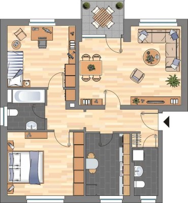 Wir modernisieren für Sie! 3-ZKB-Balkonwohnung im Erdgeschoss mit Dusche in Heppens zu vermieten!