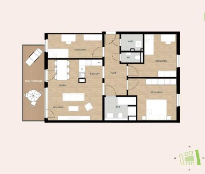 Frei ab 01.03.2025 - Penthouse-artige 4-Raum-Wohnung mit sonniger Dachterrasse