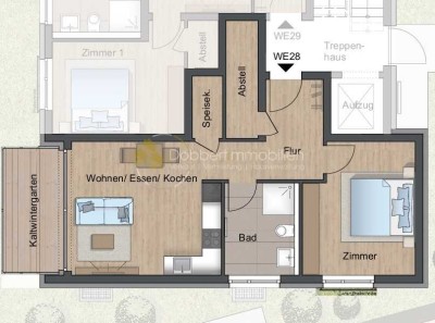 Zweizimmerwohnung, mit  Kaltwintergarten im EG
im Wohnquartier am Kocher