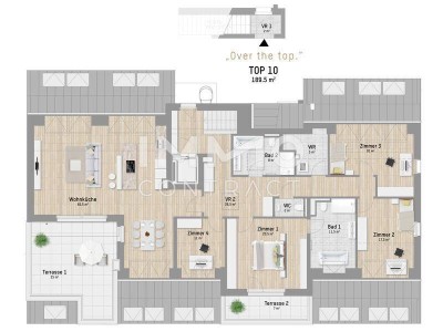 5 Zimmer Penthouse mit 2 Terrassen - 200m zur U1 Rennbahnweg - provisionsfrei