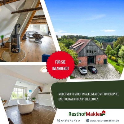Moderner Resthof in Alleinlage mit Hauskoppel und hochwertigen Pferdeboxen