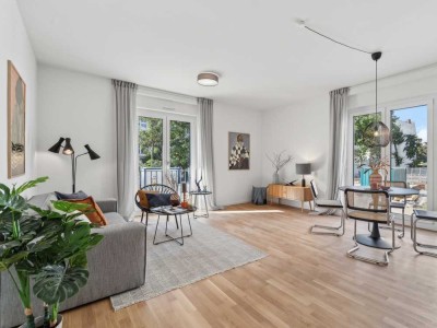 Moderne Neubauwohnung mit Mietergarten: stilvolle 3-Zimmer-Neubau mit Einbauküche
