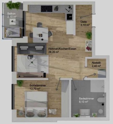 Erstbezug mit Balkon und EBK: Stilvolle 2-Zimmer-Wohnung in Neuberg