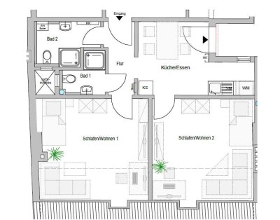 Schöne, neuwertige 2er-WG-Wohnung in der Innenstadt