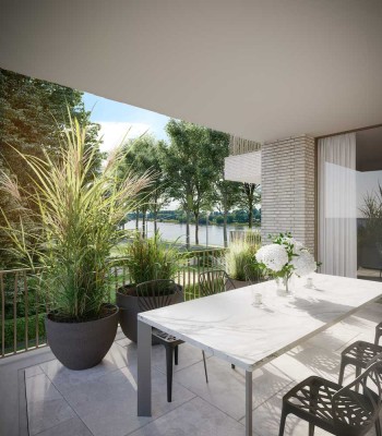 Terrasse, Sauna und Kamin - Luxus Neubauwohnung am Schlosspark mit Rheinblick (WE 8)