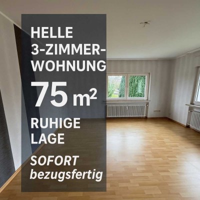 Helle 3-Zimmer-Wohnung – 75 m² – ruhige Lage (30er-Zone) – Ausblick ins Grüne – sofort bezugsfertig!