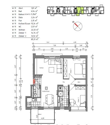 Geschmackvolle 3,5-Zimmer-Wohnung mit EBK in Mannheim Franklin