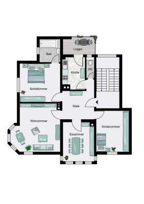 Großzügig geschnittene 4-Zi.-ETW im 1. OG mit Balkon