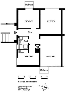 Frisch renovierte 3 Zimmer Wohnung in Holsterhausen-2 kleine Balkone