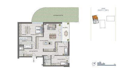 117m²-Gartenwohnung mit 4 Zimmer und Terrasse