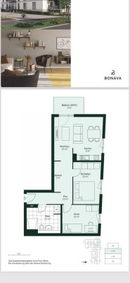Neubau 3-Zimmer-Wohnung mit Küche , Balkon, Keller. Erstbezug