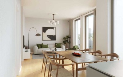 2-Zimmer-Neubauwohnung mit Balkon und Gemeinschaftsgarten
