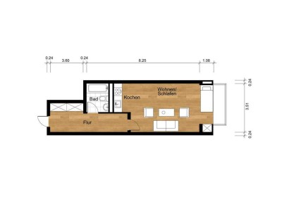 Energetisch sanierte 1 Zimmer Wohnung mit Balkon und Küche