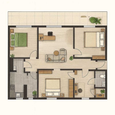 Große Wohnung für die ganze Familie